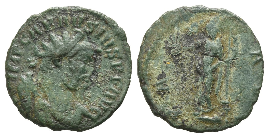 Carausius, Romano-British Emperor BI Antoninianus.: Circa AD 287-288. Uncertain mint. IMP CARAVSIVS P F AVG, radiate, draped and cuirassed bust to right / PAX AVG, Pax standing facing, head to left, holding branch in her right hand and sceptre in her l