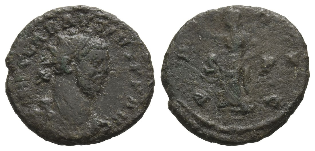 Carausius, Romano-British Emperor BI Antoninianus.: AD 286-293. Uncertain mint. IMP C CARAVSIVS P F AVG, radiate, draped and cuirassed bust to right / PAX AVG, Pax standing to left, holding olive branch and cornucopia; S P across fields. Cf. RIC V.2 47