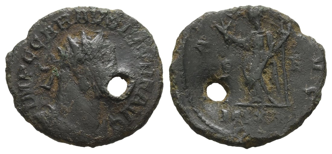 Carausius, Romano-British Emperor BI Antoninianus.: Struck circa AD 291-292. London mint. IMP C CARAVSIVS P F AVG, radiate, draped, and cuirassed bust to right / PAX AVG, Pax standing to left, holding olive branch and vertical sceptre, B E across field