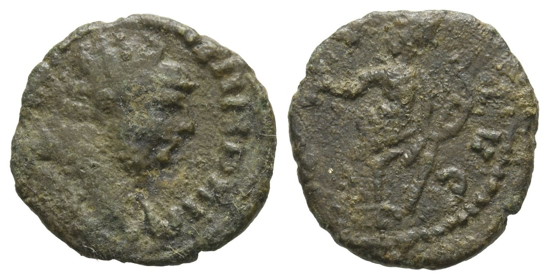 Carausius, Romano-British Emperor BI Antoninianus.: Circa AD 287-290. Uncertain mint (Londinium?). [IMP CARA]VSIVS P AVG, radiate and draped bust(?) to right / [SALVS A]VG, Salus standing facing, head to left, feeding serpent, rising from altar, out of