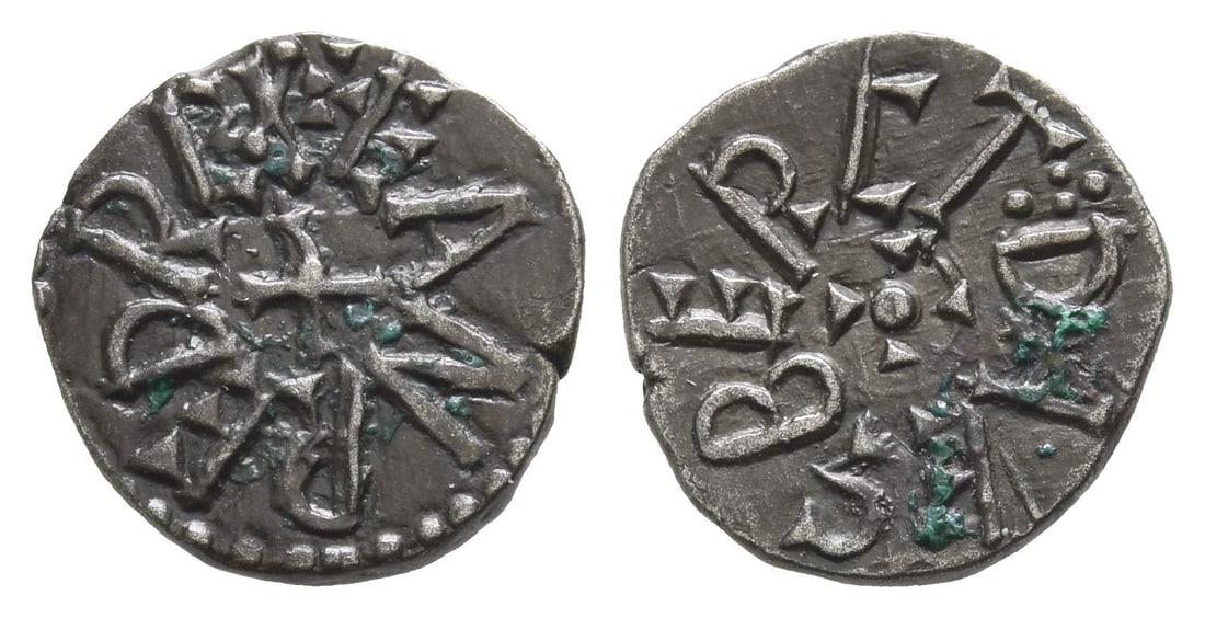 Anglo-Saxon. Kings of Northumbria, Eanred BI Styca.: Circa 810-841. York mint; Daegberct, moneyer.. ? EANRED REX around central small cross / DAE?BERCT around central small cross. Pirie, Guide 3.6a; North 186; SCBC 860. 1.18gr, 13mm, 12h. Good Very Fine