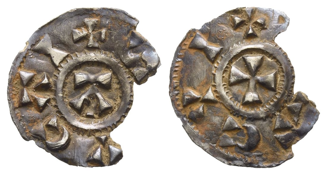 Anglo-Saxon. Anglo-Viking (Danish East Anglia), St Edmund Memorial Coinage AR Penny.: Circa 895-918. Mint in East Anglia (Ipswich?). ? [..]VCAI, large A / ?[..]ACVI, small cross patt?e. North 483; SCBC 961. 0.85gr, 17mm, 6h. Very Fine. Edge chipped. From the private collection of a Sus