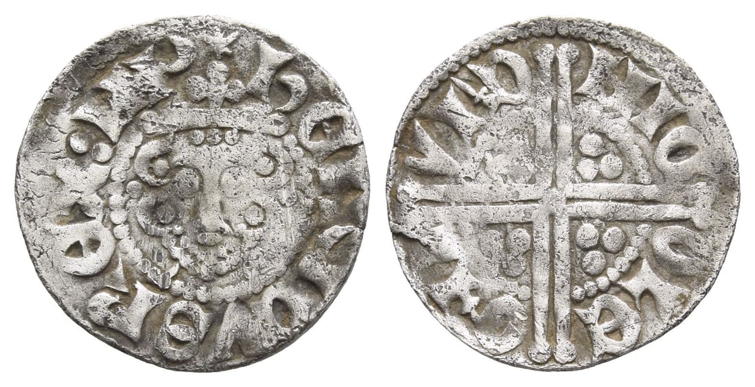 England. Plantagenet, Henry III AR Penny.: Struck 1250-1272. London mint; Nicole, moneyer. I.m: 4. Long Cross coinage, class 3d1.. (Star) ??NRICVS R?X : III (NR ligate), crowned facing bust / NIC-OL? ON L-VND (ON ND ligate), long cross, with c
