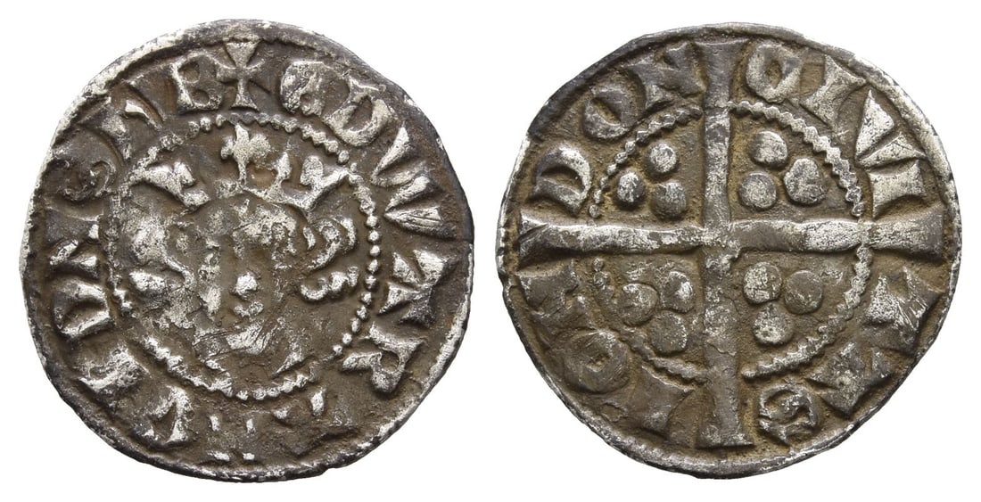 England. Plantagenet, Edward I AR Penny.: 1272-1279. London (Tower) mint. ? ?DWA R ANGL DNS hYB, crowned facing bust / CIVI-TAS LON-DON, long cross patt?e with three pellets in angles. Cf. SCBC 1409B. 1.33gr, 18mm, 10h. Near Very Fine. Found 