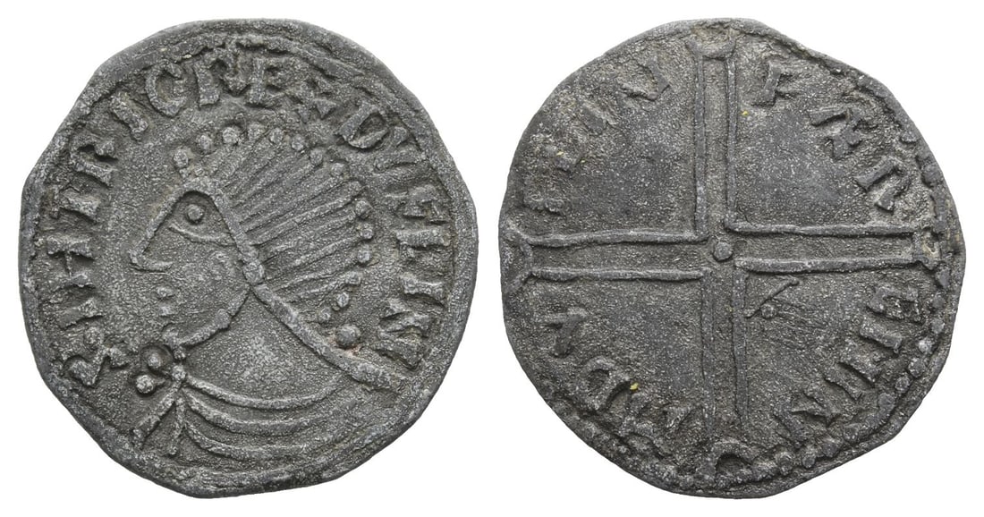 Ireland. Hiberno-Norse, Sihtric III Olafsson PB Penny.: Circa 1015-1035. Dublin mint.' Faeremin,' moneyer. Phase II. Imitating Long Cross type of ?thelred II.. S IHTRIC REX DVFLIN, draped bust to left / F?R-EMI N-M DV-[FLIN?], long voided cross with pellet
