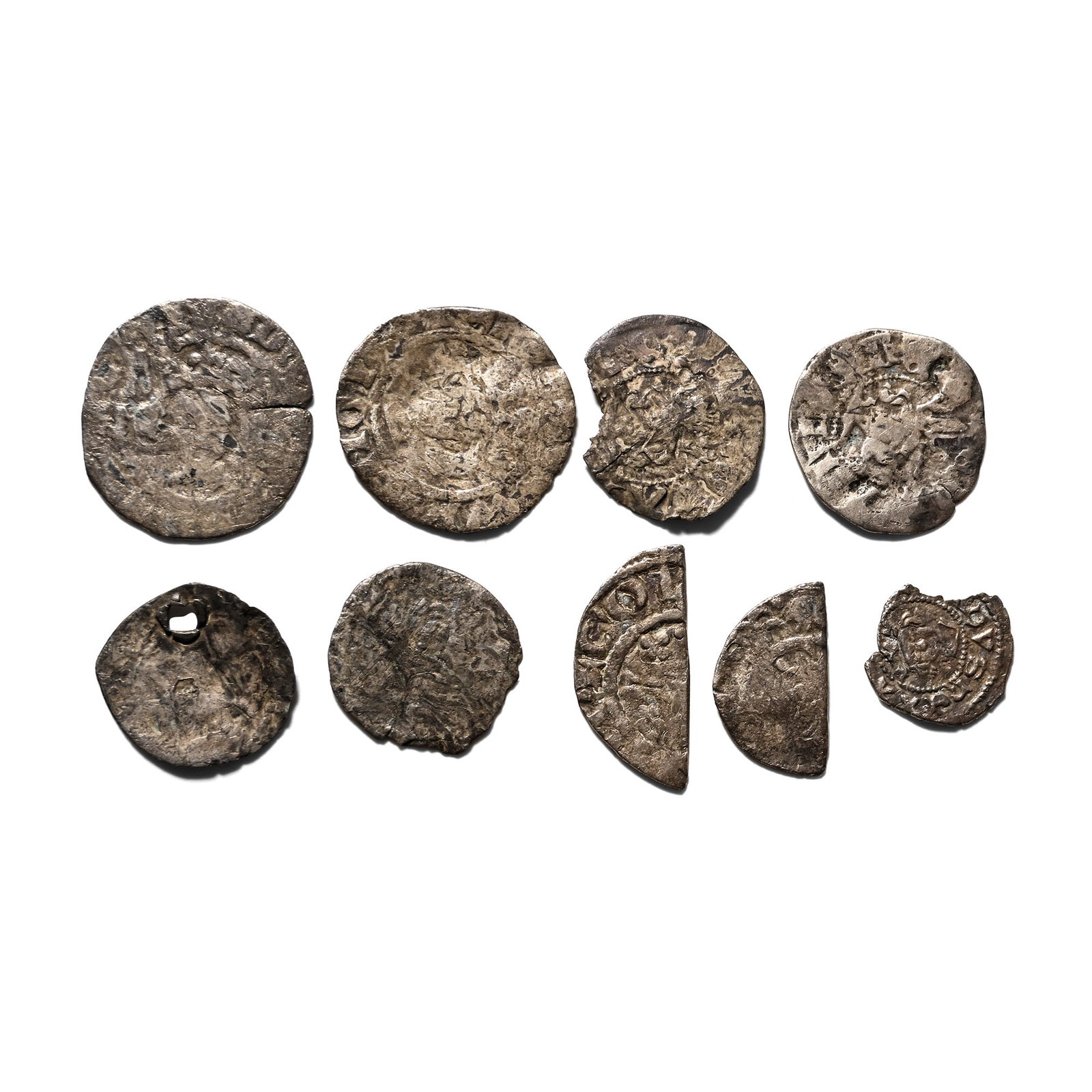 Group of Nine [9] English Medieval AR Hammered Coins. (1 of 1)