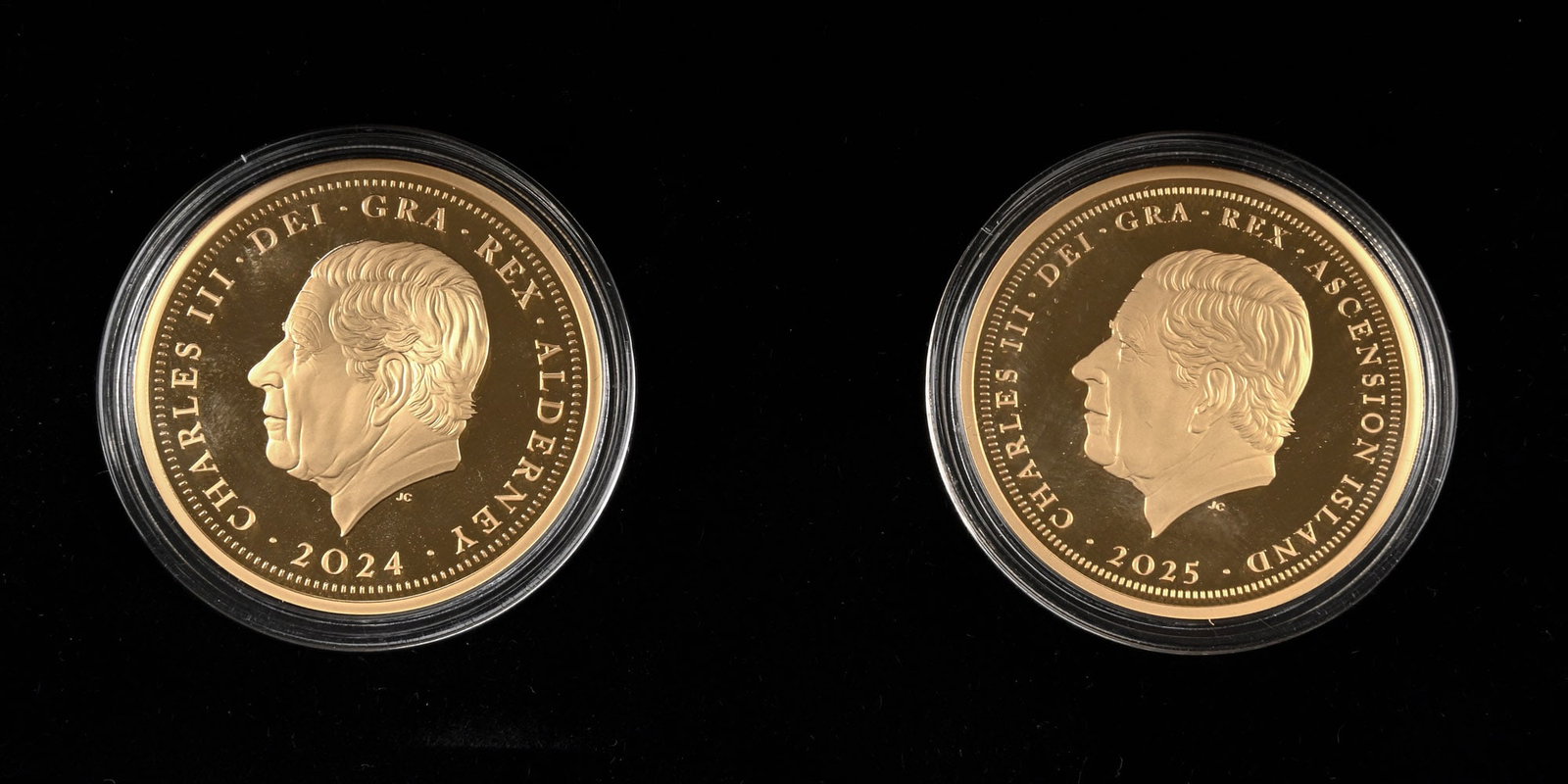 Great Britain. Windor, Charles III Set of Two [2] Proof AV Quintuple Sovereigns. (1 of 1)