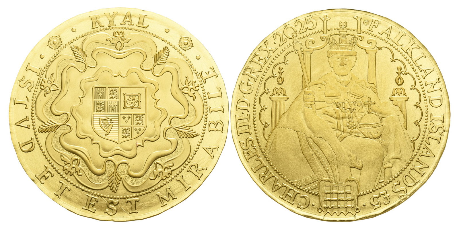 Falklands Islands. The Rose Ryal Gold Coin with Clippings. (1 of 1)