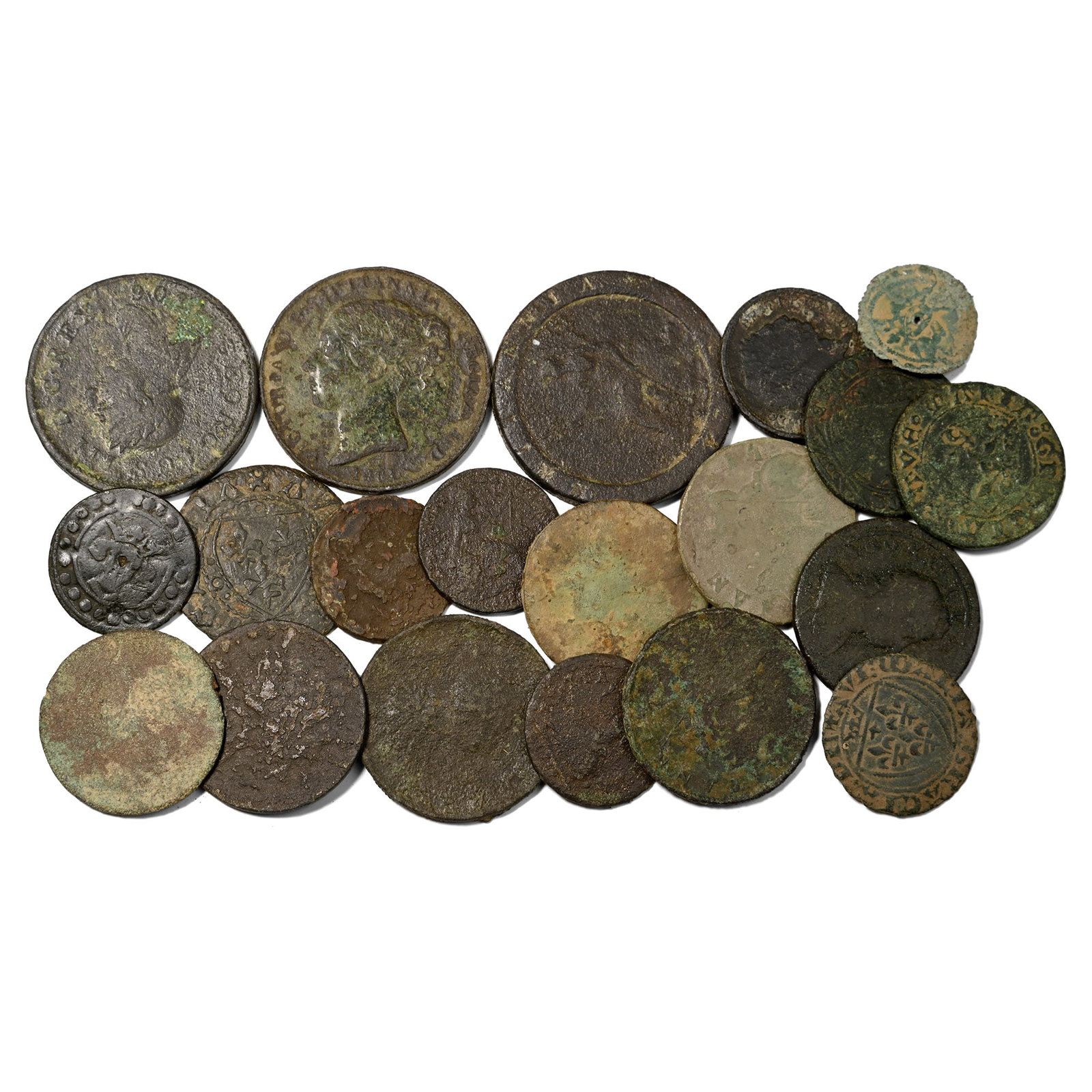 Group of Twenty [20] English and Continental Jettons, and Later Milled Coins. (1 of 1)