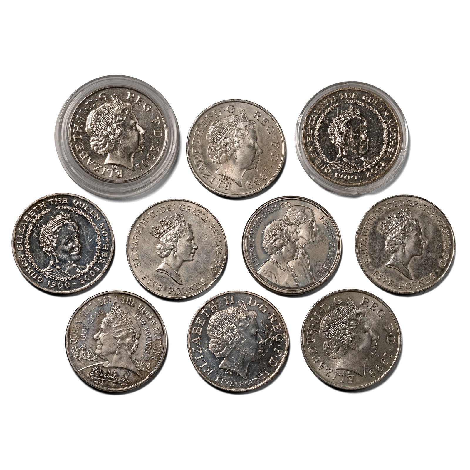 Great Britain. Group of Ten [10] Elizabethh II ?5 Coins. (1 of 1)