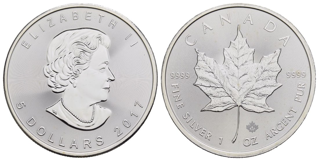 Canada. Elizabeth II AR 5 Dollars.: Dated 2017. Royal Canadian Mint of Winnipeg. Fourth portrait. SML series. Bullion Coinage with security marks and radial lines. Susan Taylor, engraver. Designs by Susanna Blunt and Walter Ott. ELIZABE