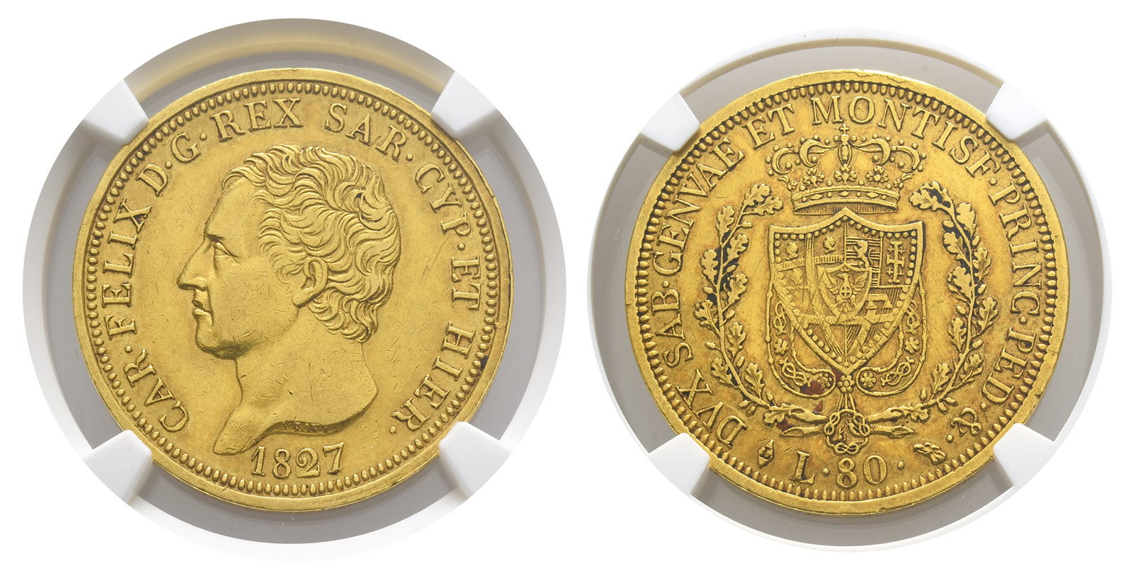 Italian States. Kingdom of Piedmont-Sardinia, Charles Felix AV 80 Lire. (1 of 1)