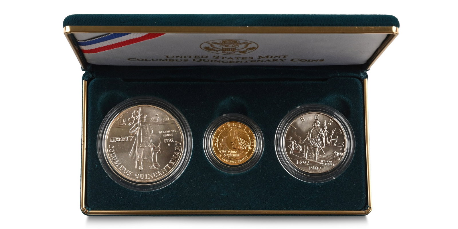 United States of America. Set of Uncirculated AV Five Dollar, AR Dollar and AR Half Dollar. (1 of 1)