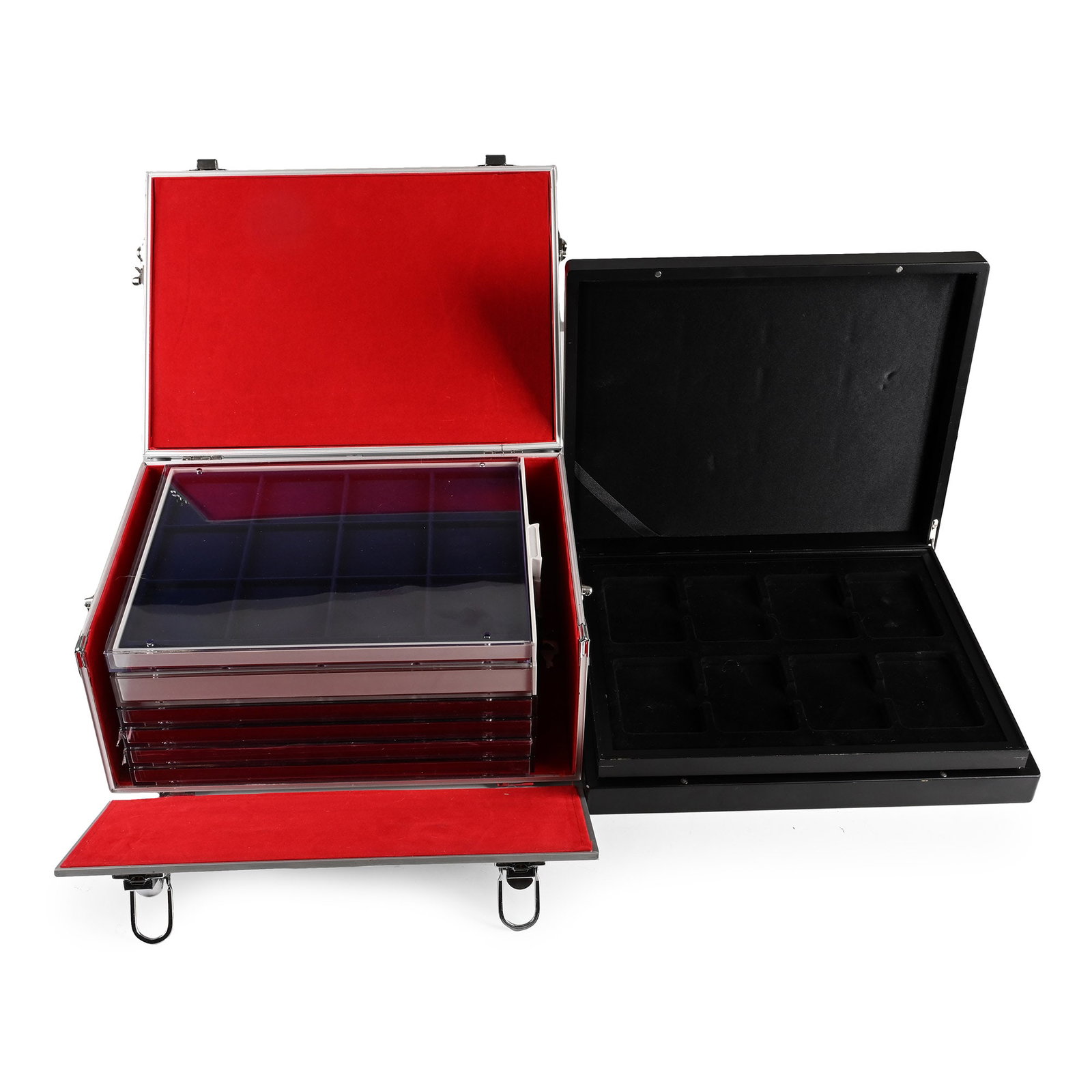 Group of Six [6] New New Lindner Trays in an Aluminium Carry Case Plus Black Case with Two Trays (1 of 1)