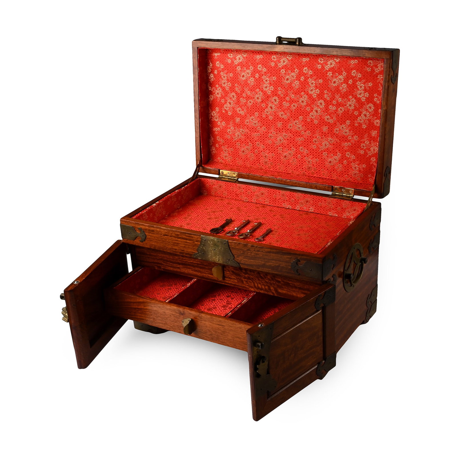 Chinese Style Mahogany Collector's or Jewellery Cabinet (1 of 1)