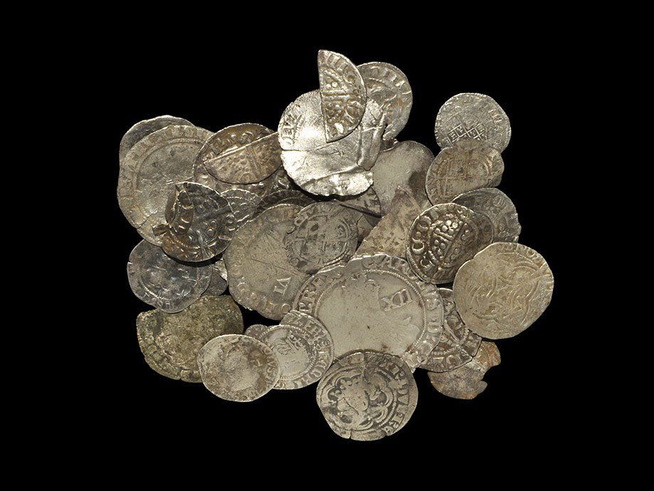 English Medieval Silver Hammered Coin Group [36]: A medieval to Stuart group comprising: short cross pennies (3) Henry II, Raul at London; John, Fulke at Bury St Edmunds; Henry III, Walter at London) and a cut farthing; Henry III long cross cut halfp