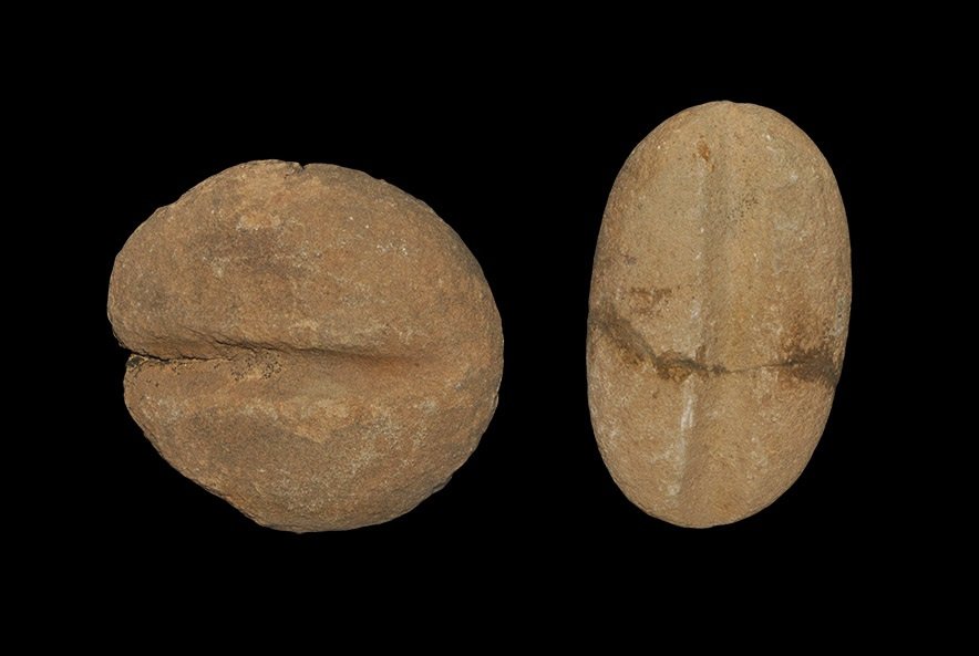 Stone Age Saharan Polisher Implement Group: Neolithic, 6000-3000 BC. A mixed group of implements comprising: a stone oval polisher with long groove to one side from use in polishing stone and flint implements; a similar rounded polisher with lo