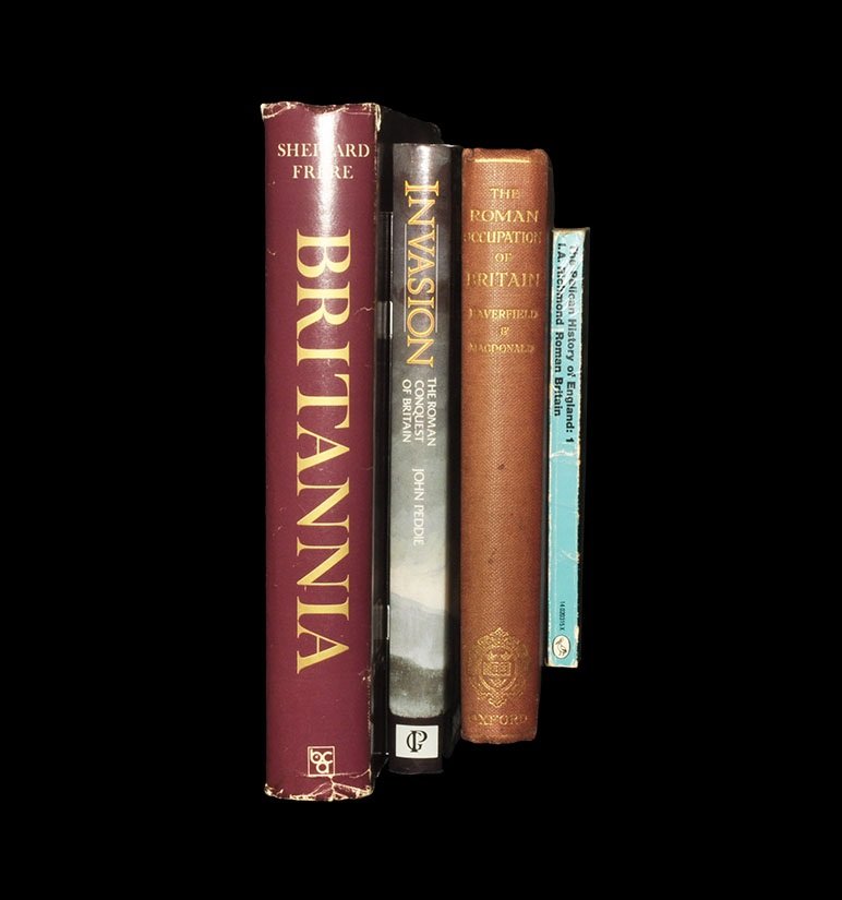 Haverfield, F. - The Roman Occupation of Britain and: Published Clarendon, Oxford, 1924 and as listed. Being six lectures, revised by George MacDonald [fp., title, 304 pages, folding map, 8 plates and many illustrations]; red cloth; with Peddie, John, In