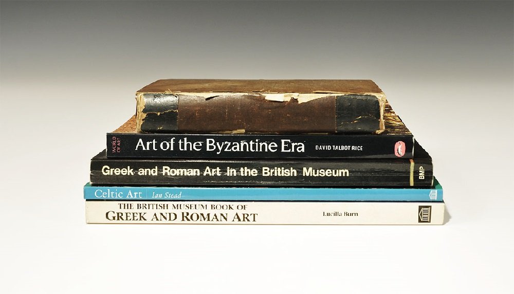 Books Greek, Celtic, Roman & Byzantine Art Titles: 20th century AD. A mixed group of ancient art titles comprising: The Library of Entertaining Knowledge, British Museum Egyptian Antiquities vol.1, (1802); Cook, B.F. Greek and Roman Art in the British