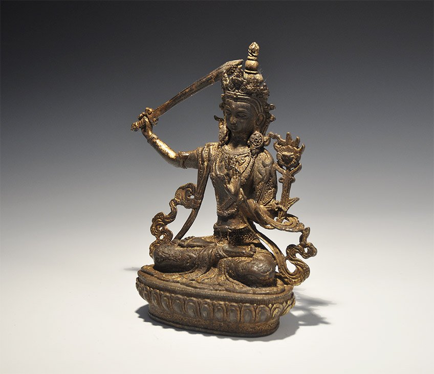 Chinese Gilt Manjushri Figure (1 of 1)