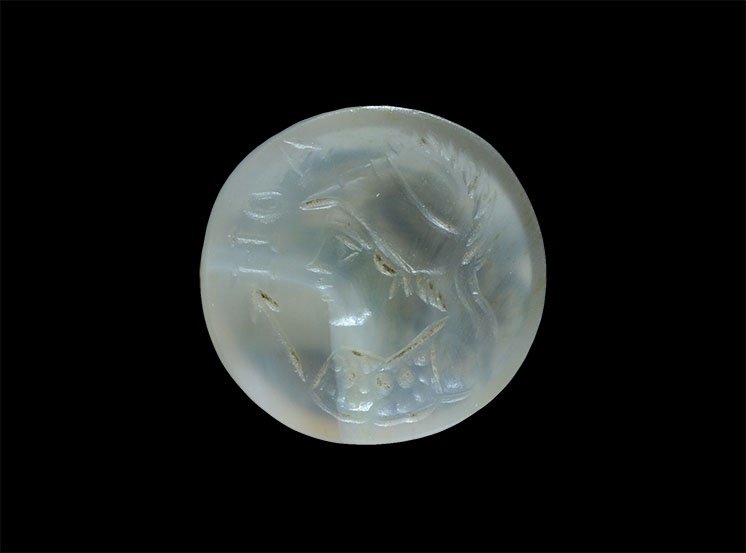 Roman Inscribed Minerva Bust Intaglio (1 of 1)