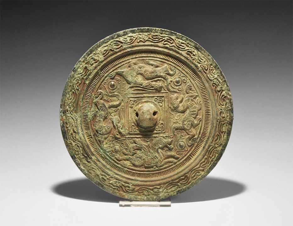 Chinese Mirror with Horsemen and Dragons (1 of 1)