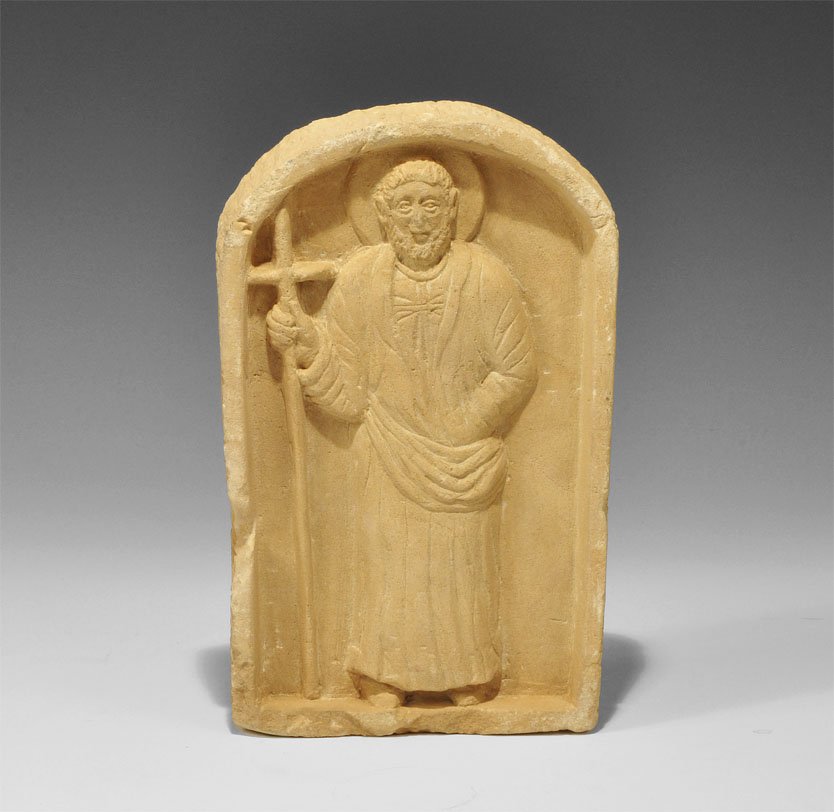 Byzantine Stone Nimbate Figural Plaque (1 of 1)