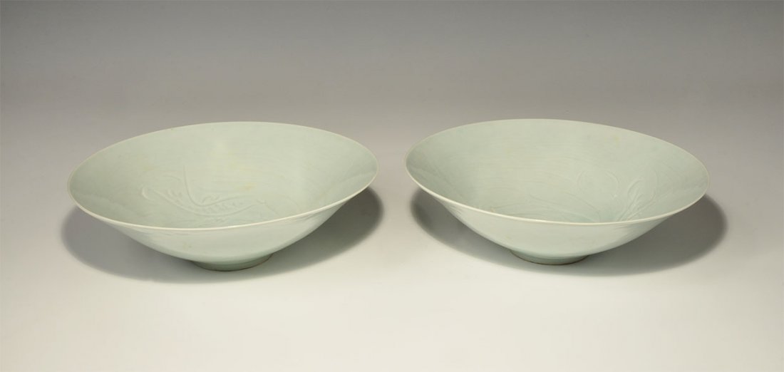 Chinese Ming Style Ceramic Glazed Bowl Pair (1 of 1)