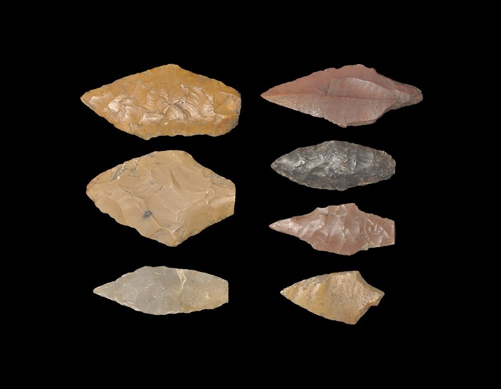 Stone Age Knapped Arrowhead Group (1 of 1)