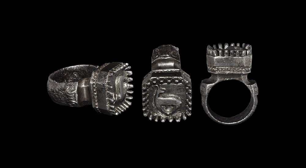 Post Medieval Ring with Crenellated Bezel and Antelope (1 of 1)