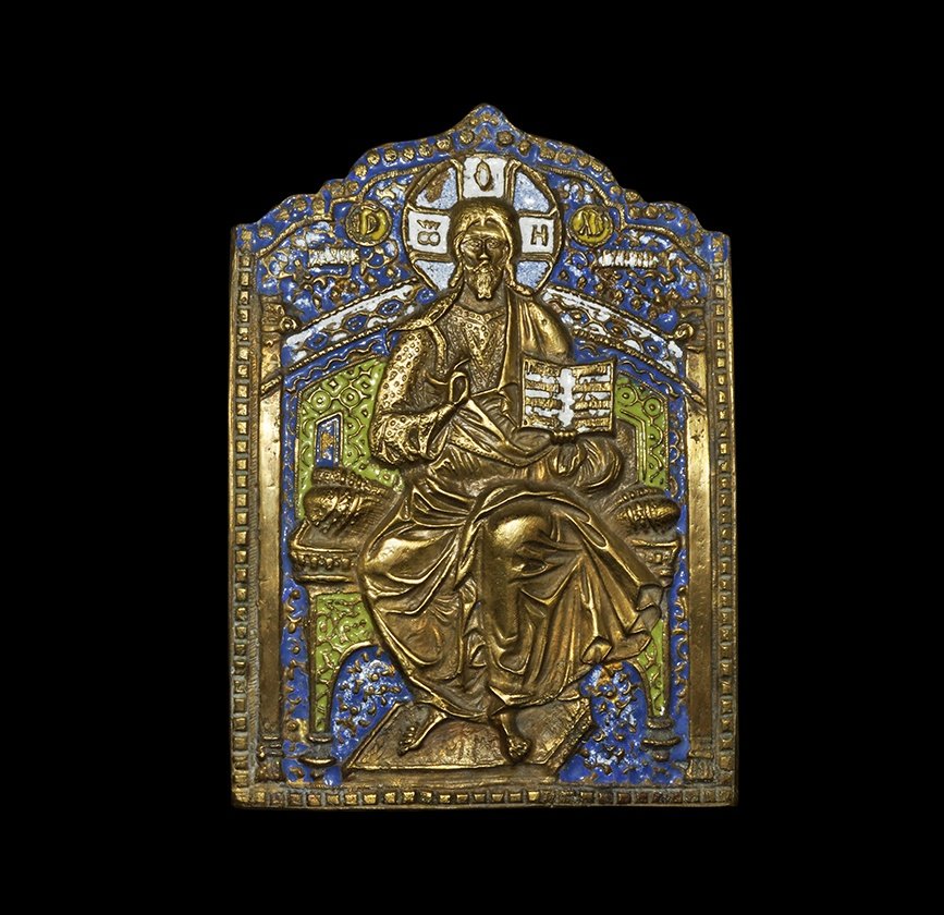 Post Medieval Russian Enamelled Icon with Christ (1 of 1)