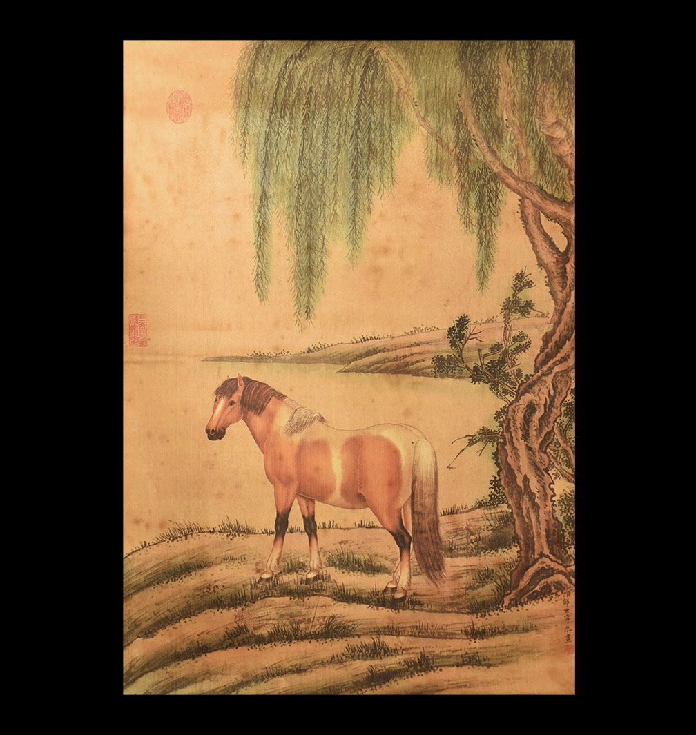 Chinese Scroll Painting with Horse (1 of 1)