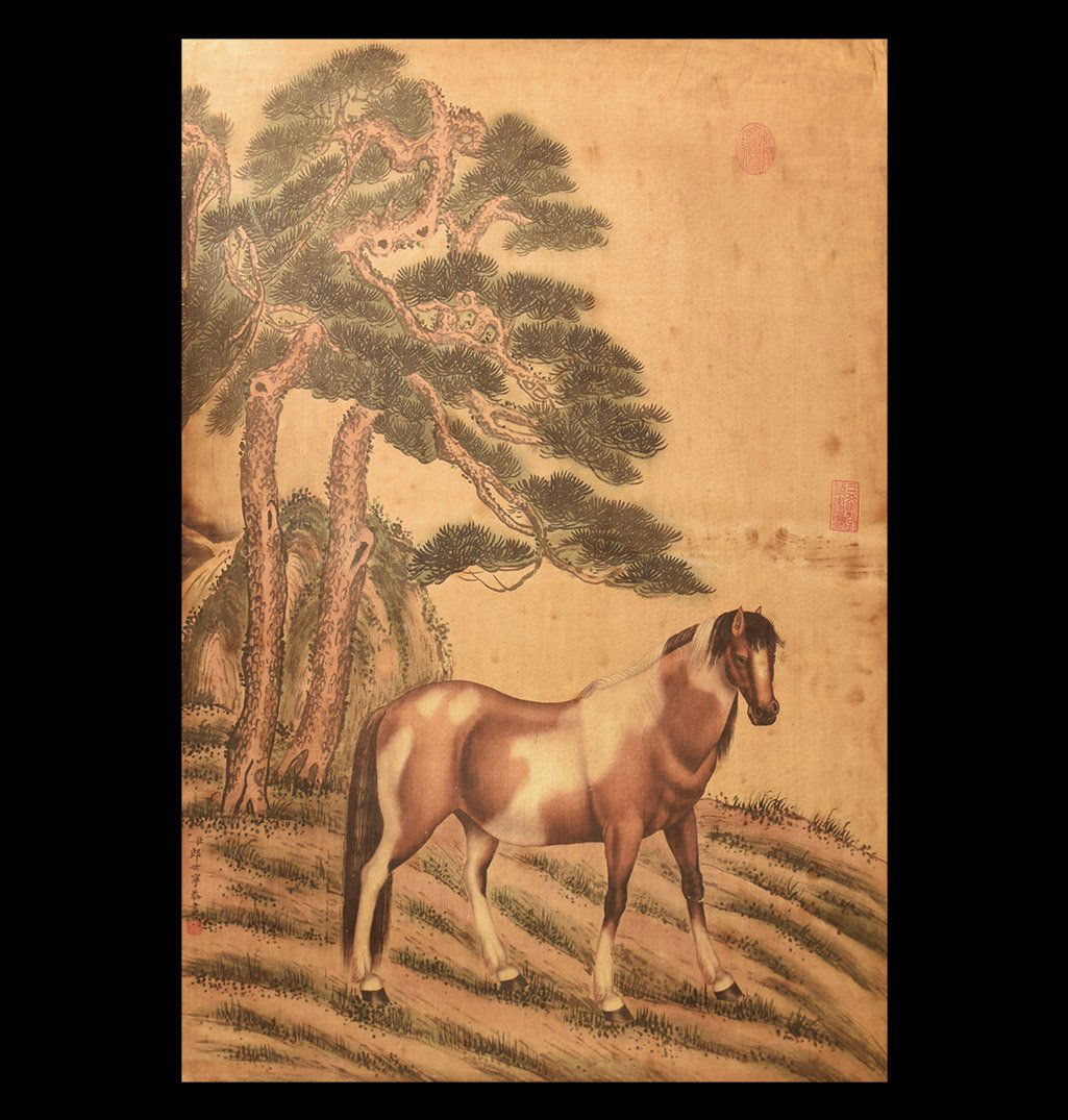 Chinese Scroll Painting with Horse (1 of 1)
