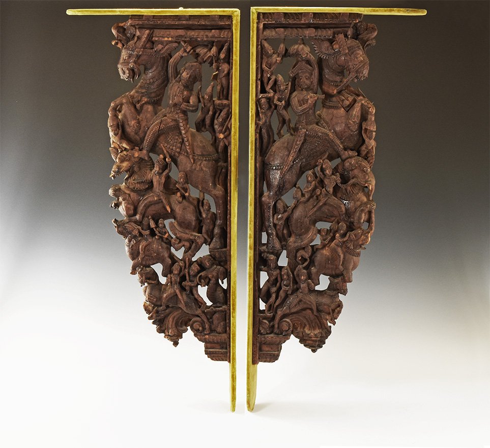 Indian Carved Tipu Sultan Architectural Bracket Pair (1 of 1)