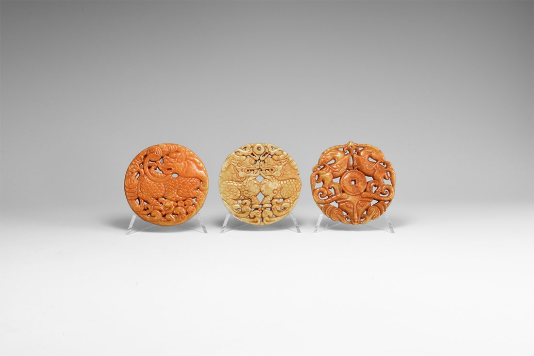 Chinese Style Glass Disc Pendant Group (1 of 1)