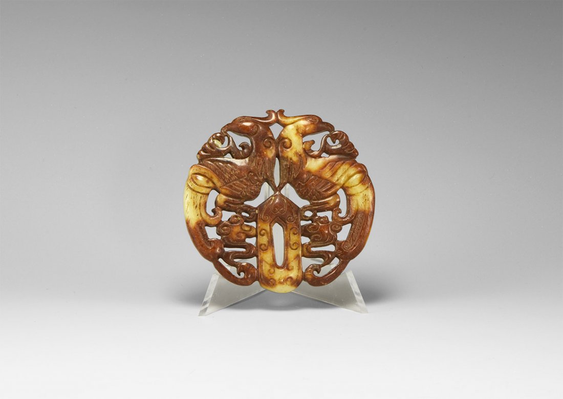 Chinese Mottled Jade Phoenix Pendant (1 of 1)