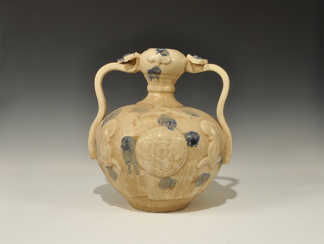 Chinese Style Large Cream Ceramic Vase (1 of 1)