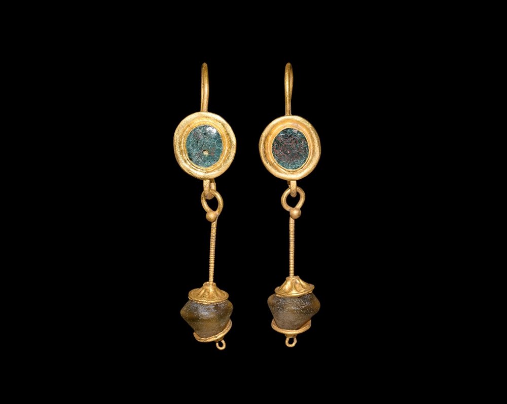 Roman Gold Earrings with Drops (1 of 1)