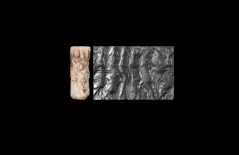 Western Asiatic Akkadian Cylinder Seal with Figures and (1 of 1)