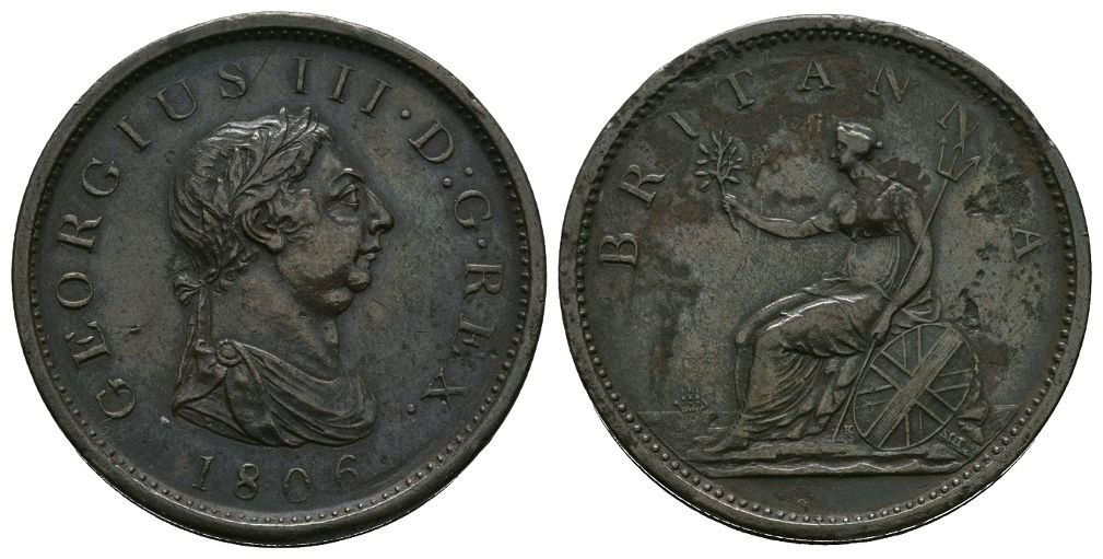 English Milled Coins - George III - 1806 - Penny (1 of 1)