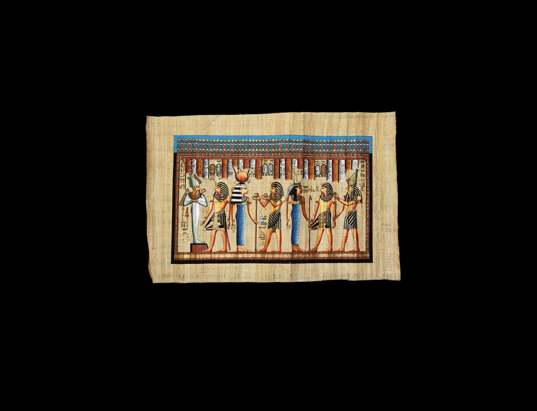 Egyptian Hand-Painted Papyrus with Pharaohs (1 of 1)