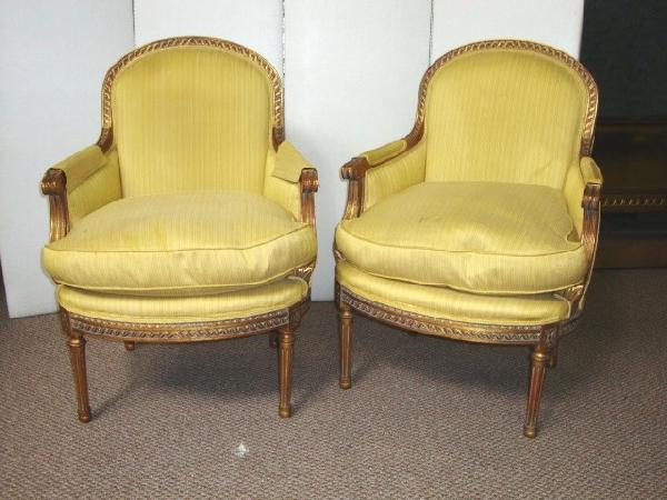 Pr. Louis XVI style bergeres: Very good condition.