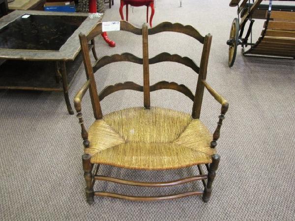 FRENCH RUSH SEAT SETTEE: Very good condition. From a Park Avenue estate.