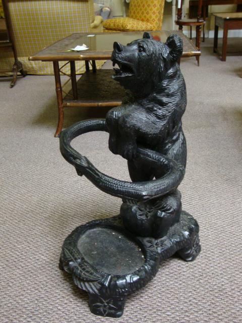 BLACK FOREST CARVED BEAR UMBRELLA STAND: Very good condition.