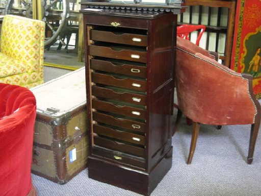 138: ANTIQUE ROLL FRONT SHEET MUSIC CABINET - 138: ANTIQUE ROLL FRONT SHEET MUSIC CABINET