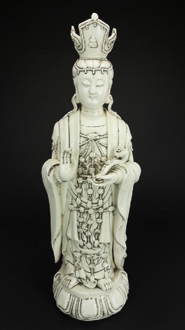 CHINESE BLANC DE CHINE FIGURE OF STANDING GUANYIN (1 of 4)