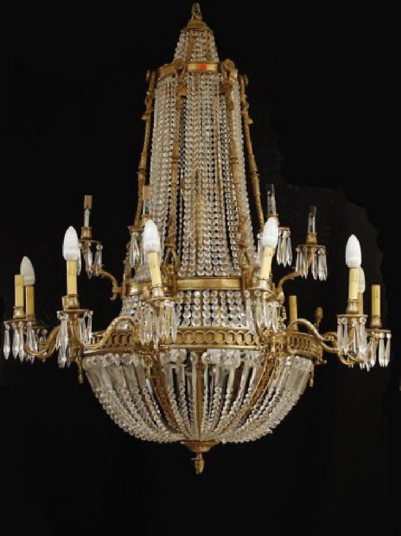 MASSIVE BRONZE AND CRYSTAL CHANDELIER (1 of 3)