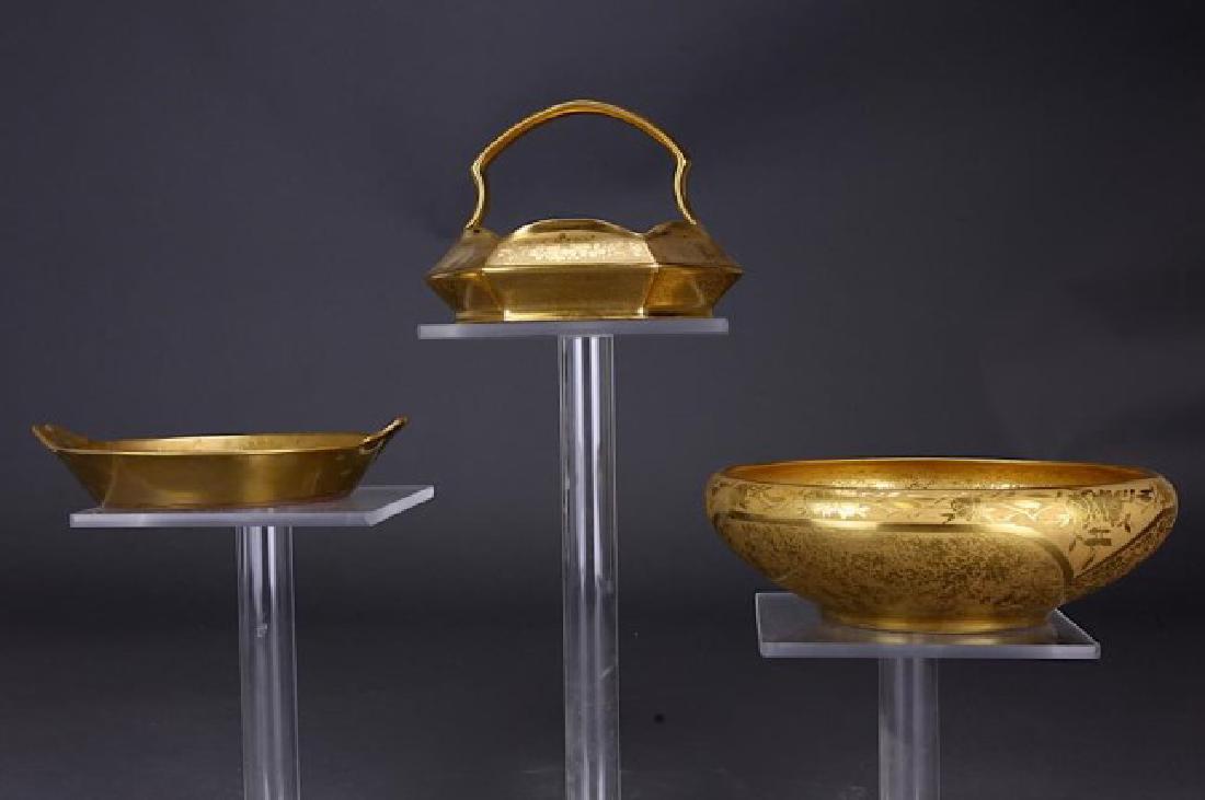 SET OF THREE GOLD PLATED PORCELAIN DISH (1 of 1)