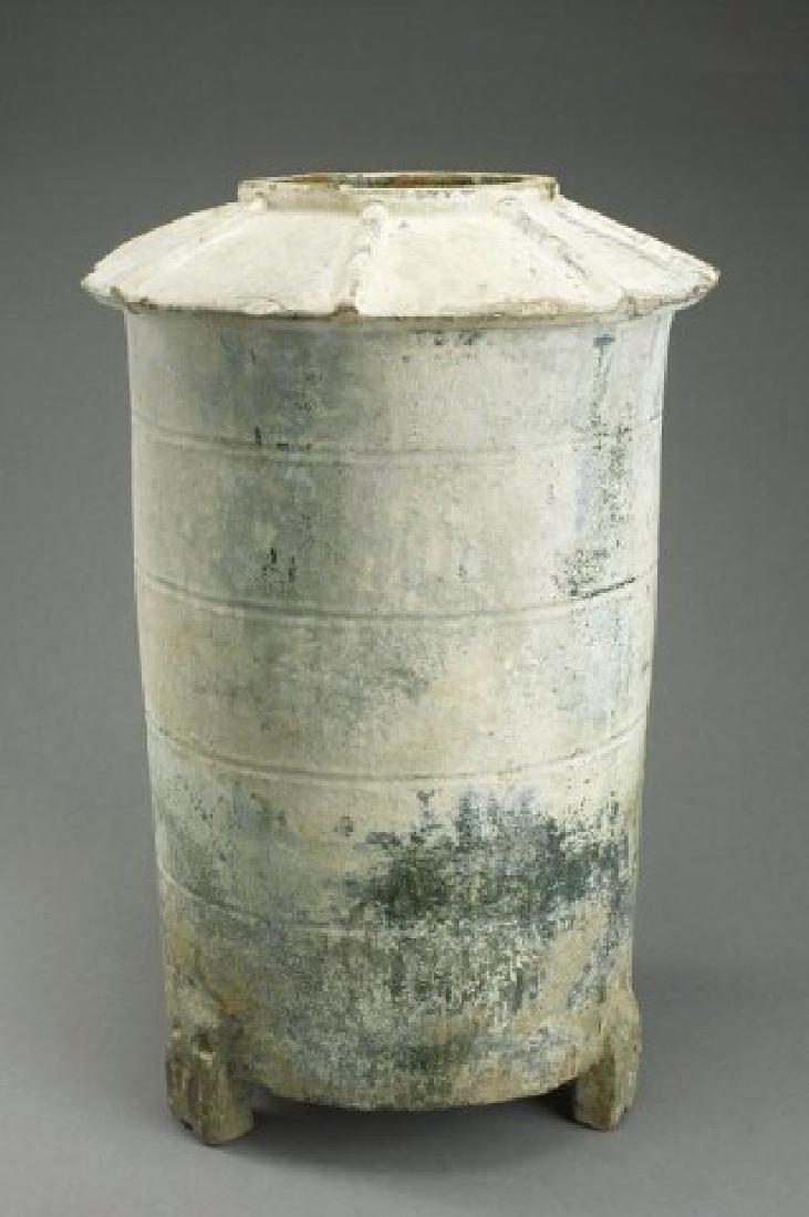 ANTIQUE TALL CHINESE EARTHENWARE TRIPOD GRANARY (1 of 4)