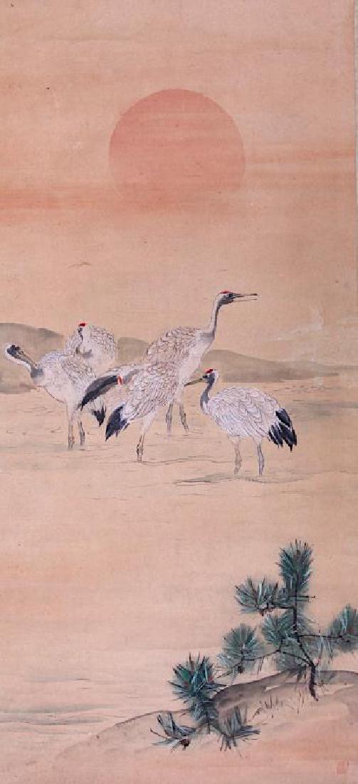 CHINESE SCROLL WITH CRANES AND PINE TREE (1 of 2)